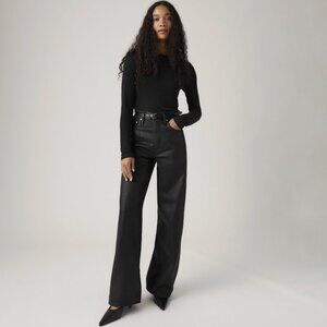 Levi's Ribcage wide leg jean, 28x32 NWT in Prize Fighter (coated black)